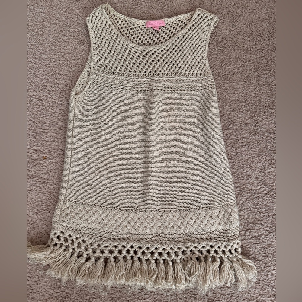 Lilly Pulitzer Cream Open-Knit Top